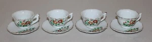 Juego de 4 tazas de té y platillos de porcelana de hueso miniatura vintage pintados a mano hechos en Japón - Imagen 1 de 13