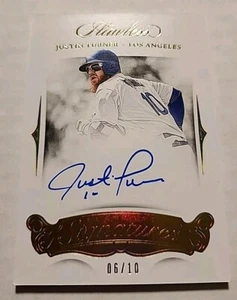 2018*FLAWLESS*JUSTIN TURNER*AUTOGRAPH*GOLD*SSP*#6/10*DODGERS*EXCELLENT*ON-CARD* - Picture 1 of 8