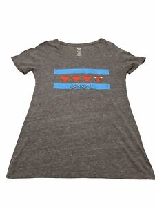 Chicago Bulls Adidas NBA Women’s XL Short Sleeve Graphic Print T Shirt V Neck
