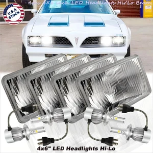 4pcs 4x6"GLASS LED Headlights Hi-Lo Beam Fit Pontiac Firebird Trans AM 1977-1981 - Picture 1 of 15