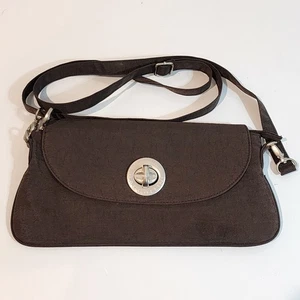 Baggallini braune Handtasche Nylon rechteckig Drehverschluss Tasche braun mit verstellbarem Riemen - Bild 1 von 13