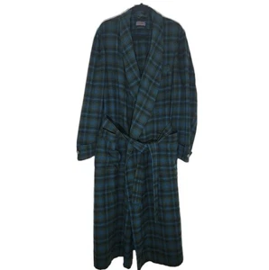 De Colección Pendleton Para Hombres 100% Lana Virgen Cuadros Tartán Bata Cinturón Talla L Hecha en EE. UU. - Imagen 1 de 15
