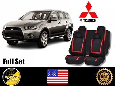 Juego completo de fundas de asiento para todos los Mitsubishi Red Lines ajuste suave al tacto de alta calidad Foto 1 de 4