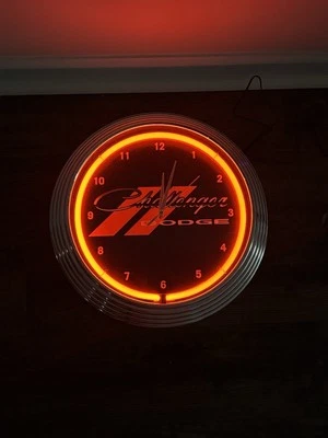 Neonetics Dodge Challenger Car Garage Red Light 15 Inches Neon Clock - Image 1 of 4