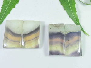 27-24MM Fluorite Matched Pair 2Pcs Octagon Cabochon Crytsal for Earring q783 - Picture 1 of 9