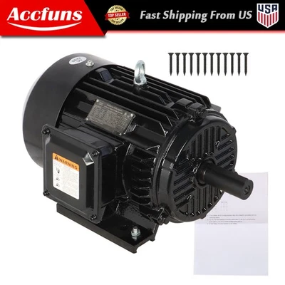 1800 RPM Electric Motor 184T Frame TEFC 230/460 Volt Severe Duty 5HP 3 Phase New - Image 1 of 4