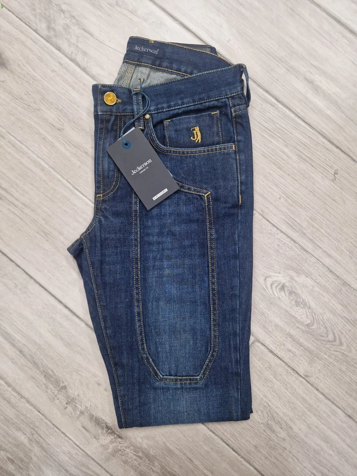 PANTALONE 5 TASCHE TOPPE JEANS JECKERSON UOMO toppa DENIM BLUE DARK ALCANTARA PA