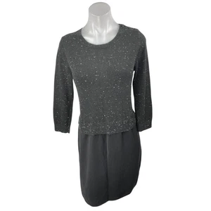 Ann Taylor Loft schwarz gesprenkelt 3/4 Ärmel knielang Etuikleid Pullover Kleid Gr. S - Bild 1 von 4