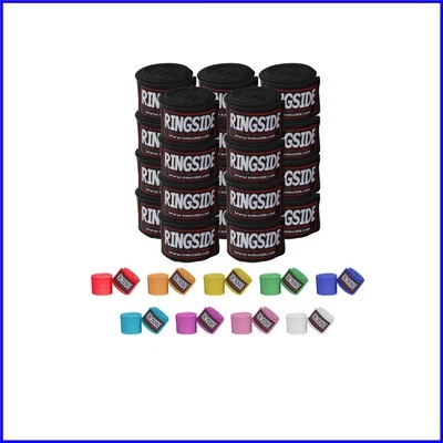 180" Long Elastic Boxing Hand Wraps - 10 Pairs in Black for MMA & Kickboxing - Image 1 of 4