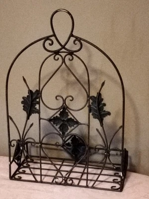 Maceta de pared colgante de hierro forjado bolsillo de pared corazón floral vintage Foto 1 de 4