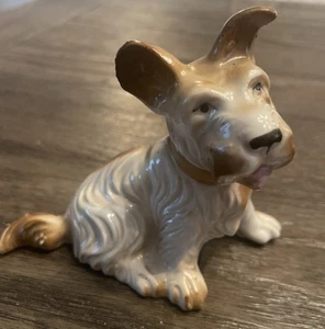 Statuina cane terrier scozzese ceramica vintage 4" Giappone metà secolo scozzese - Foto 1 di 7