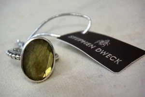 Anillo de labradorita Stephen Dweck de plata de ley de 10,5 quilates - 6,75-7 - destellos verde/oro - Imagen 1 de 10