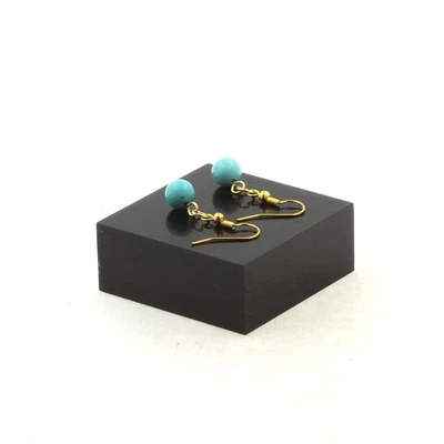 Edelsteine Und Mineralien. Ohrringe 1 Perle Howlite Türkis 8 Mm Aus Edelstahl - Bild 1 von 2