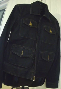 Chaqueta Lauren Jeans Co Mujer Mediana Azul Dorado Botones Ancla Cremallera Denim Informal - Imagen 1 de 4