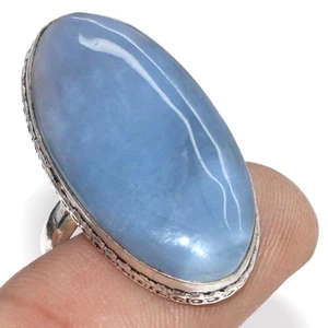 Owhyee blauer Opal 925 Silber plattiert Handarbeit Ring US 7 gut gemacht Geschenk GW - Bild 1 von 3