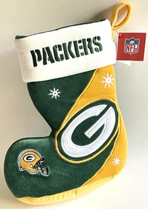 Green Bay Packers Navidad Medias Bota Felpa NFL Etiqueta Bordado G Logo Verde Dorado - Imagen 1 de 7