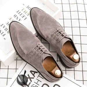 Zapatos Oxford de boda de gamuza con cordones formales de vestir de negocios para hombre punta puntiaguda - Imagen 1 de 12