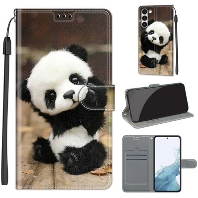 Cute Cartoon Panda Card Wallet Case For Various Phone Flip Holder Cover Magnetic - Image 1 of 4