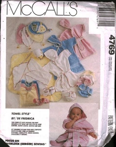 4769 McCalls Pattern Baby Infant Bath time Accessories Towel Cover Bibs Booties - Picture 1 of 2