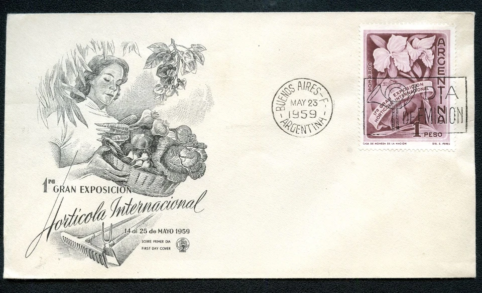 Argentine FDC #1118 HORTICULTURAL EXPOSITION 1959 - Image 1 of 1