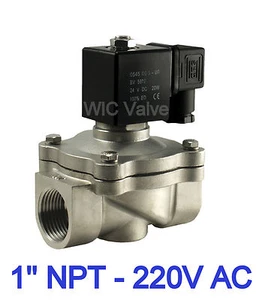 1" Inch Stainless Zero Differential Electric Air Water Solenoid Valve NC 220V AC - Picture 1 of 4