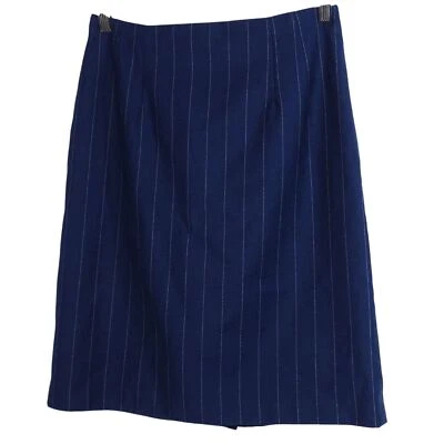 Falda a rayas de lana forrada azul marino JG Hook vintage para mujer talla 12 trabajo negocios Foto 1 de 4