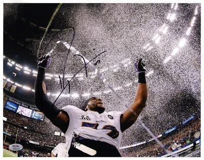 Ray Lewis Ravens Signed 11x14 Photo (Super Bowl 47 - 'Victory Celebration') PSA - Image 1 of 3