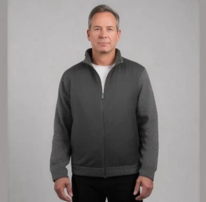 Apt. 9 Black and Charcoal Gray Tweed Full Zip Lined Jacket Size L - Picture 1 of 11