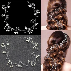 Luxury Wedding Bridal Rhinestone Faux Pearl Headband Tiara Hair HeadpiecR1 _xi - Picture 1 of 8