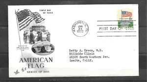 1968 Art Craft AMERICAN FLAG OVER WHITE HOUSE Scott #1338 First Day Cover - Picture 1 of 2