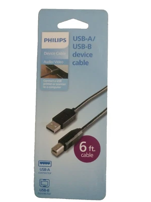 USB A/ USB B , Printer Device Cable Audio/Video Phillips 6ft - Image 1 of 3
