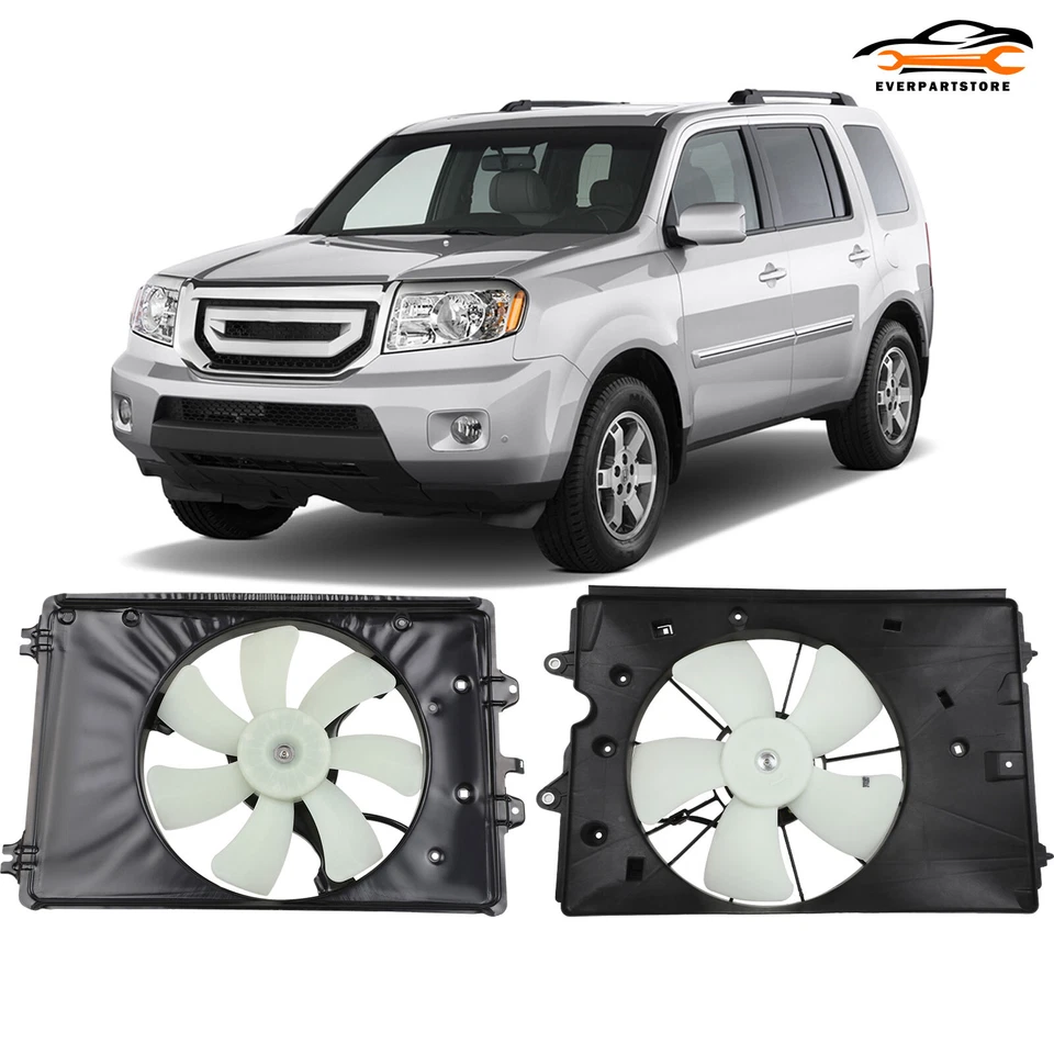 For 2009-2015 Honda Pilot 2 Pcs Electric Radiator Condenser Cooling Fan Assembly - Image 1 of 4