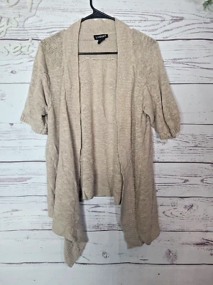 Cárdigan suéter tejido frente abierto mezcla lino tostado Lane Bryant mujer talla 18/20 Foto 1 de 4