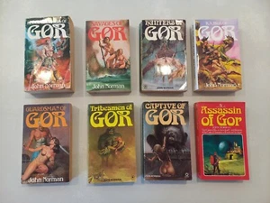 Lote X 8 libros de bolsillo serie GOR de colección John Norman ciencia ficción contador a granel tierra - Imagen 1 de 12