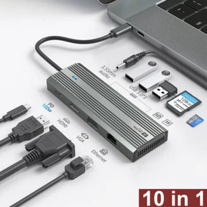 5/6/8/9/10 in 1 Multiport USB C Hub Adapter HDMI 4K USB 3.0 Micro SD für Macbook - Bild 1 von 44