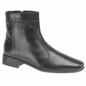 Mens Black Soft Leather Side Zip Ankle Beatles Style Boot RRP £49.99 - Picture 1 of 1