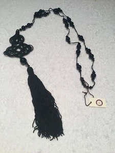 Anna E Alex NWT Handcrafted in Italy Black Necklace Passementerie w/Tassel - Picture 1 of 10