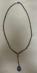 Peggy Skeets Navajo Sterling Silver & Blue Turquoise Handmade Signed Necklace - Picture 1 of 5