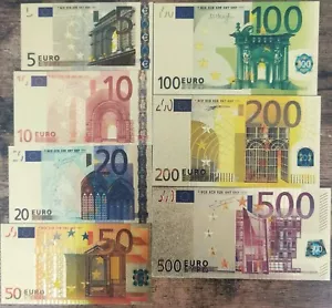 Série 7 billets 5€ à 500 euro - réplique polymère Dorée Feuille d'Or - Afbeelding 1 van 3