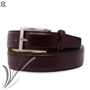 Cintura bordeaux elegante uomo vera pelle vitello cinta classica artigianale - Foto 1 di 4