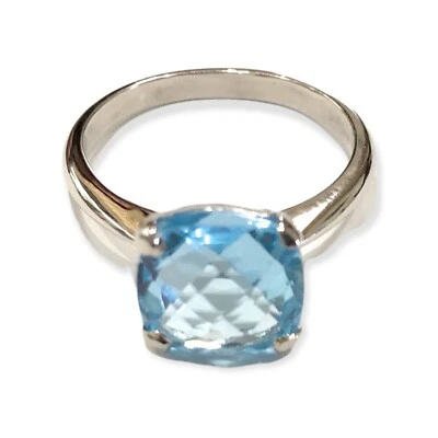 Anello Donna con topazio azzurro briolette 12 x 12 mm - Immagine 1 di 4