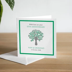 Tarjeta personalizada con amor en tu 55 aniversario de boda esmeralda - Imagen 1 de 2