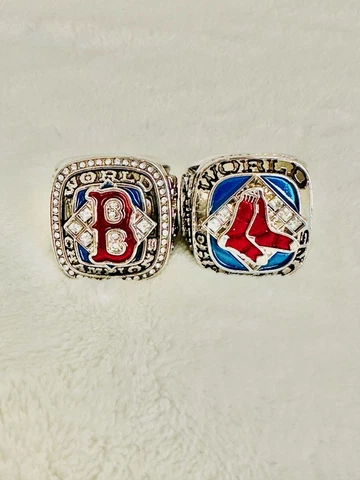2 PCS Red Sox World Series Silver Championship Ring Set, 🇺🇸 SHIP 2004/07 Cover