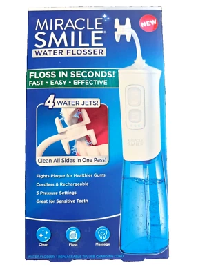 Ontel - Hilo dental de agua Miracle SMILE - Inalámbrico recargable - 4 chorros de agua - Nuevo con etiquetas Foto 1 de 4