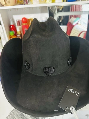 ¡Sombrero para mujer de gamuza occidental! Negro ¡Nuevo! Foto 1 de 4