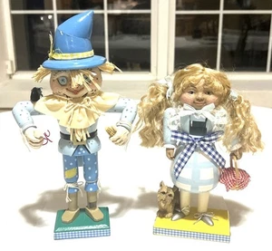 Lillian Vernon BRN Wizard of Oz‚ 10” Scarecrow and 9” Dorthy Nutcracker Vintage - Picture 1 of 22