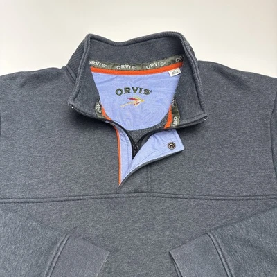 Suéter Pullover Orvis Para Hombres Gris XXL 1/4 Cremallera Botón Único Pesca con Mosca Suéter Foto 1 de 4