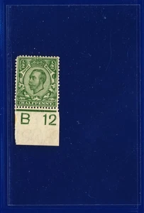 1912 SG346 1/2d grün (Die-2 wmk MC) N6(1) Strg B12 (w) Perf.2 postfrisch Full Gum pal - Bild 1 von 3