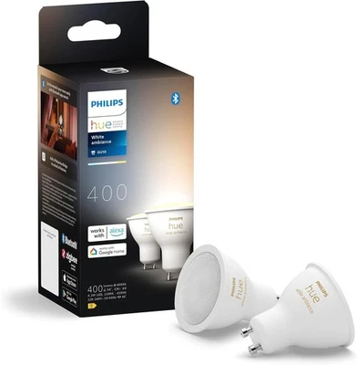 Philips Hue GU10 Smart Spotlight –  White Ambiance 2 Pack - "Latest" 400 lumen - Image 1 of 4