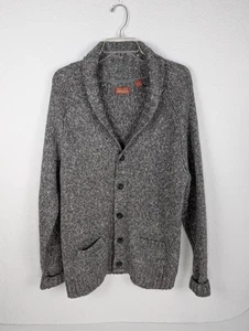 Perry Ellis Men's Shawl Collar Cardigan Medium Heather Gray Grandpa Retro Prep - Picture 1 of 9